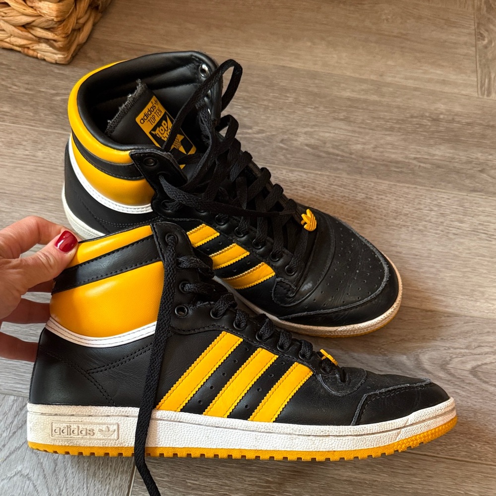 Adidas Black and Yellow Striped Sneakers